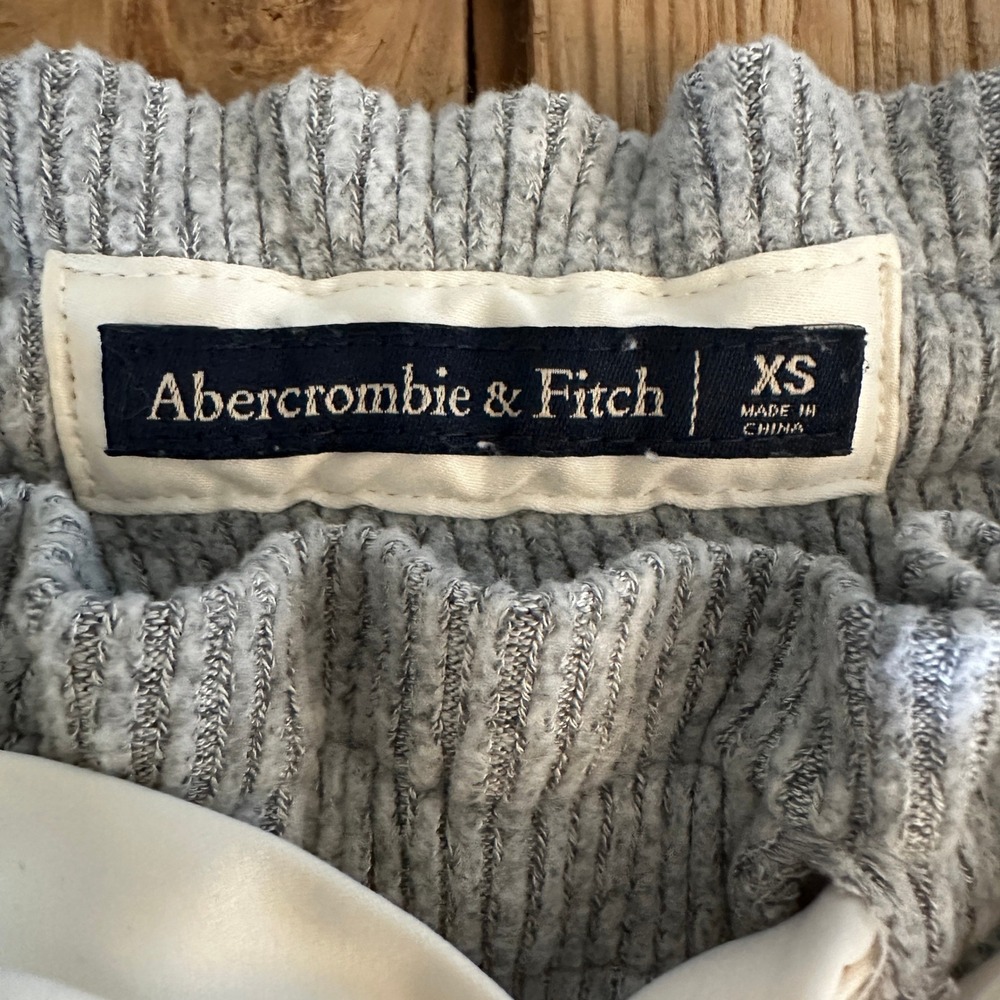 Abercrombie & Fitch Gray Ribbed Knit Joggers Paperbag Waist Satin Bow Womens XS - Picture 4 of 4